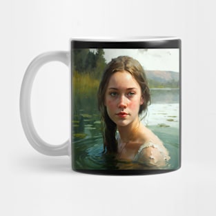 Girl swimming in the lake Mug